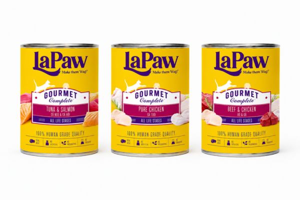 Pate cho mèo mọi lứa tuổi LaPaw Gourmet với 3 hương vị cá ngừ cá hồi, gà tươi và bò gà