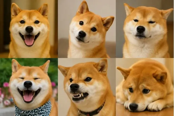 Biểu cảm khuôn mặt đa dạng của chó Shiba