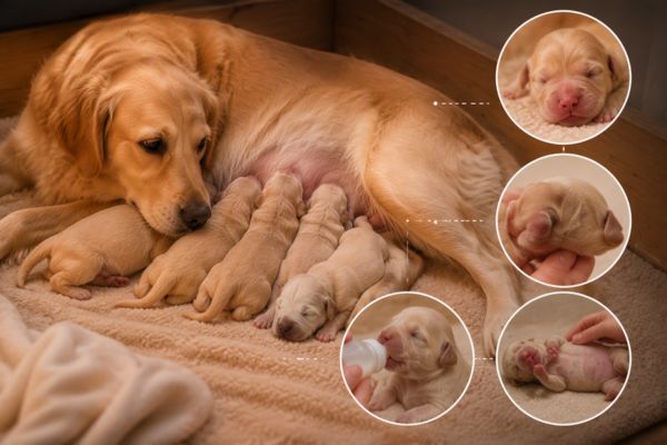 Chó con mới sinh trong giai đoạn đầu đời