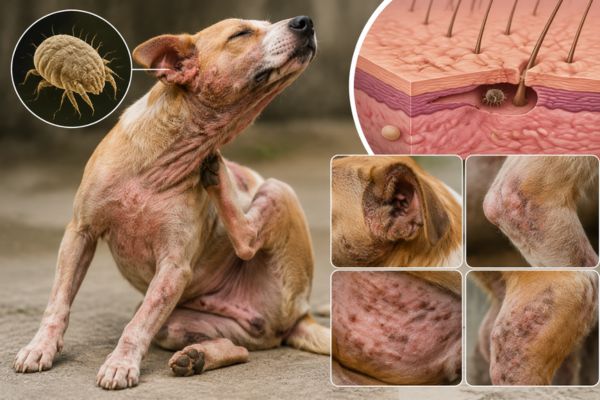 Ghẻ Sarcoptes ở chó gây ngứa dữ dội và dễ lây lan