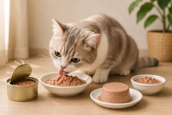 Mèo ăn thức ăn ướt (pate)