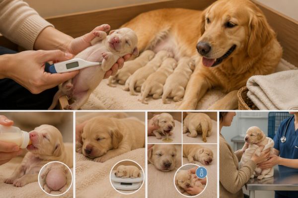 Theo dõi thân nhiệt và sức khỏe chó con