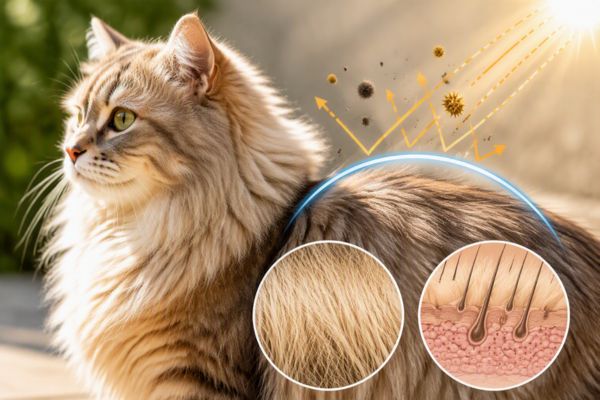 Bộ lông mèo giúp bảo vệ da khỏi ánh nắng, bụi bẩn và tác động từ môi trường