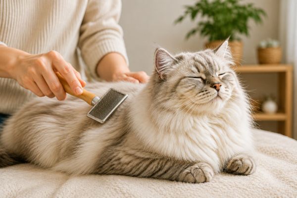 Mèo có bộ lông khỏe mạnh được chải lông thường xuyên