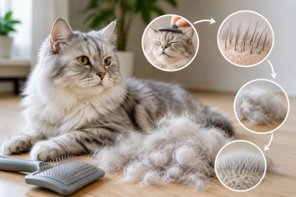 Rụng lông theo chu kỳ là quá trình tự nhiên giúp mèo thay thế lông cũ bằng lớp lông mới.