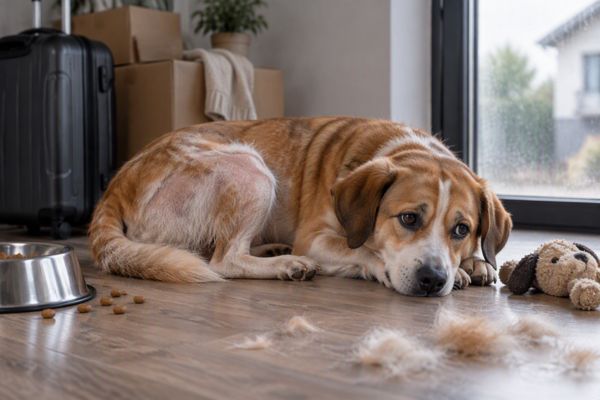 Chó bị rụng lông do căng thẳng và thay đổi môi trường sống
