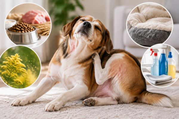 Chó bị rụng lông do dị ứng thức ăn và môi trường