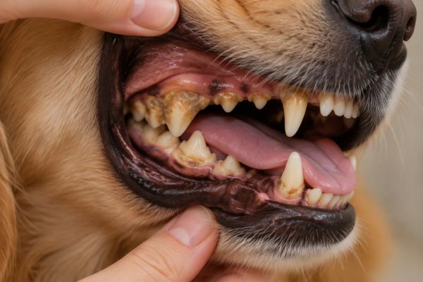 Mảng bám tích tụ lâu ngày hình thành cao răng ở chó