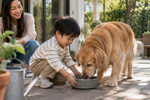 Trẻ học cách quan tâm người khác thông qua việc chăm sóc thú cưng